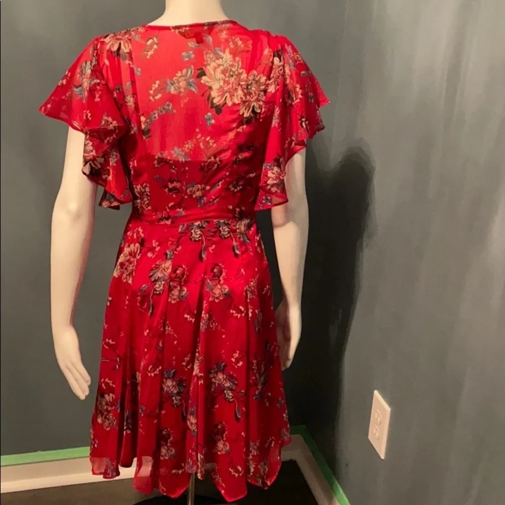 ANTHROPOLOGIE RANNA GILL Scarlet Red Floral Keira Dress